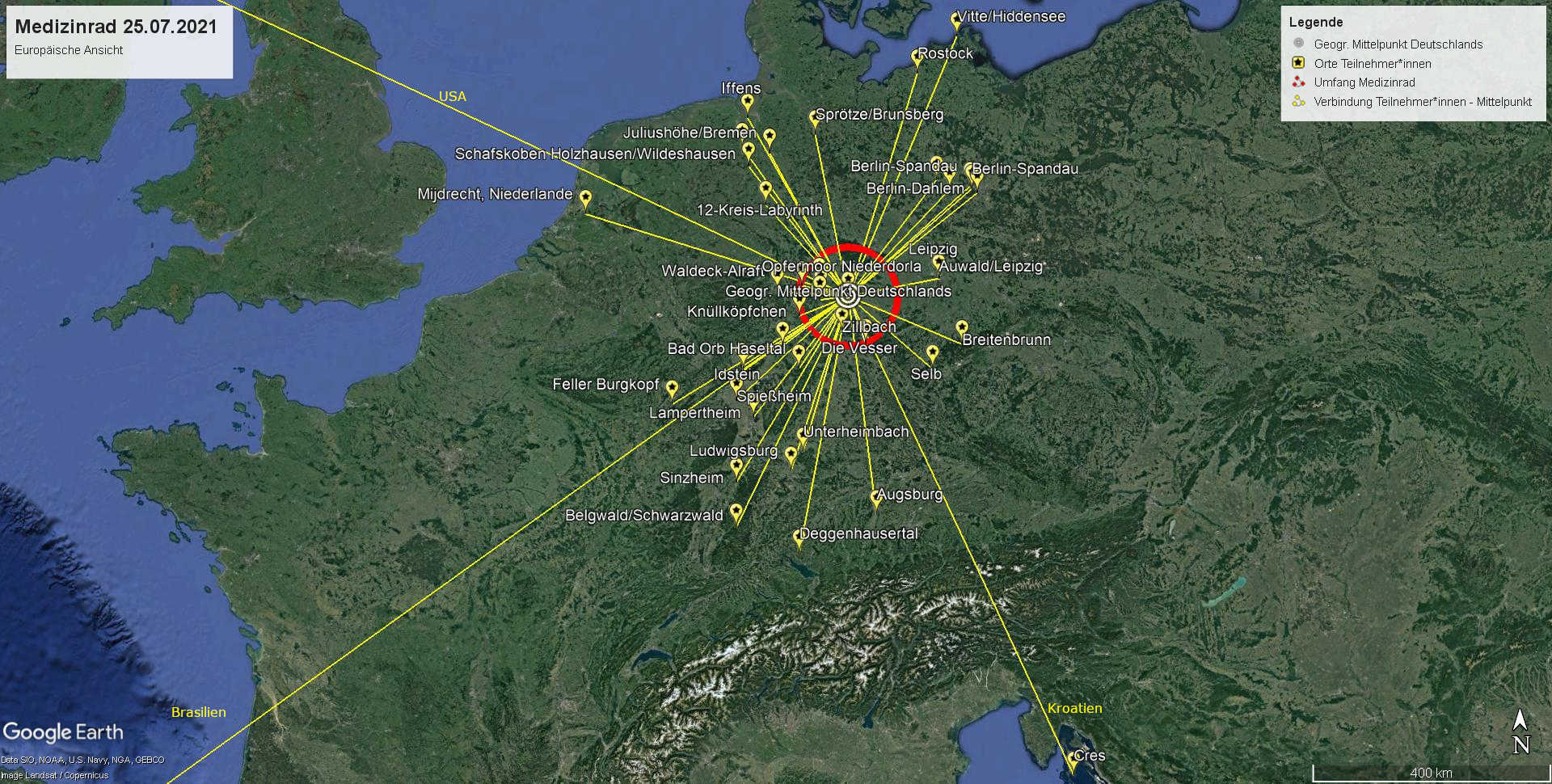 Die Orte der Teilnehmer Europa